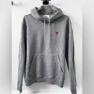 Ami Alexandre Mattiussi Gray Hoodie with Red Logo